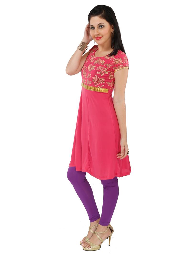 Koelle Caro Ethnic Polyester Knitted Pink Women's Kurti