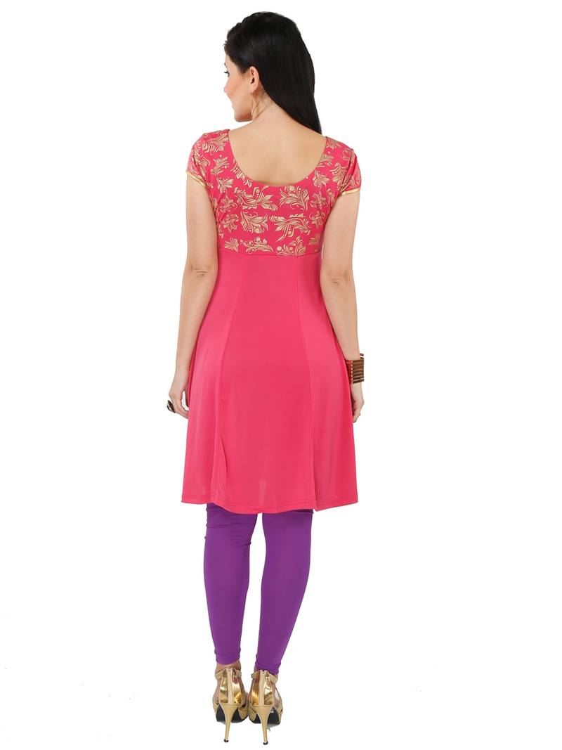 Koelle Caro Ethnic Polyester Knitted Pink Women's Kurti