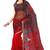 Red and Black printed net saree with blouse