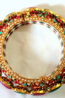 Ethnic jadau navrattan openable bangle