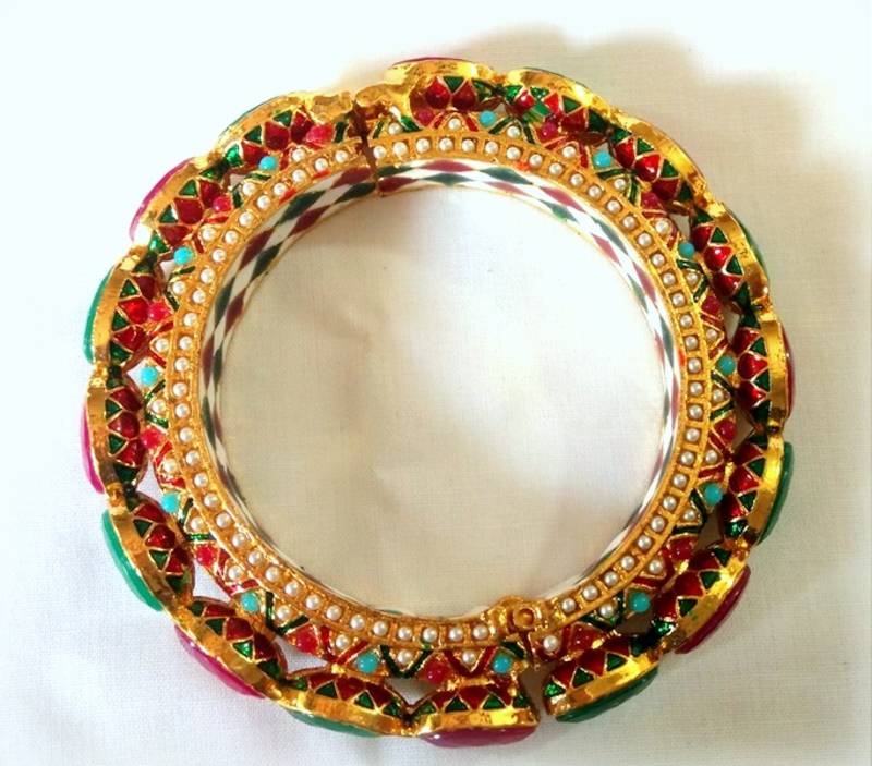 Ethnic jadau navrattan openable bangle