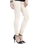 Off-White plain 4-Way Lycra Cotton leggings