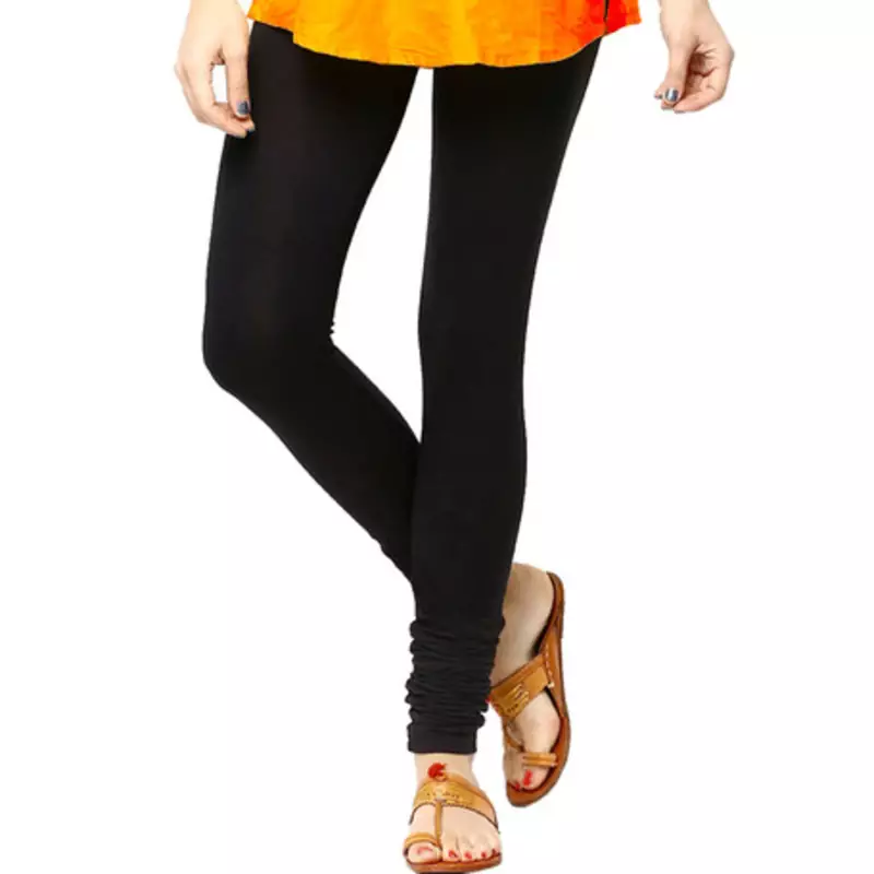 Black plain 4-Way Lycra Cotton leggings