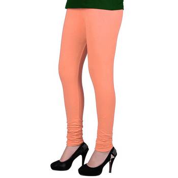 Peach plain 4-Way Lycra Cotton leggings 1