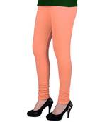Peach plain 4-Way Lycra Cotton leggings