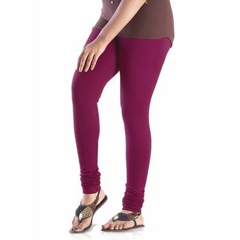 Purple plain 4-Way Lycra Cotton leggings 1