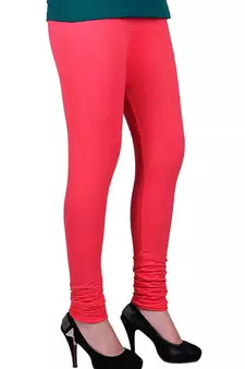 Pink plain 4-Way Lycra Cotton leggings
