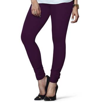 Dark-Purple plain 4-Way Lycra Cotton leggings 1