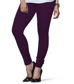 Dark-Purple plain 4-Way Lycra Cotton leggings
