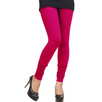 Pink plain 4-Way Lycra Cotton leggings 1