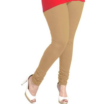 Beige plain 4-Way Lycra Cotton leggings 1