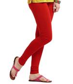 Red plain 4-Way Lycra Cotton leggings