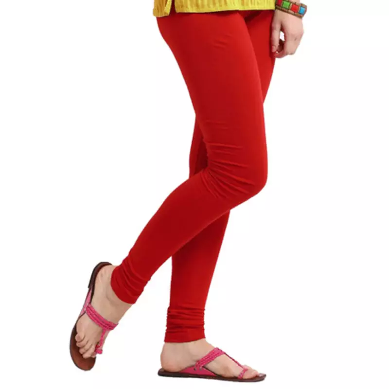 Red plain 4-Way Lycra Cotton leggings