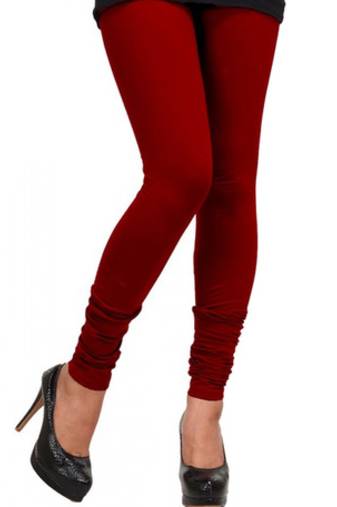 Dark Red plain 4-Way Lycra Cotton leggings