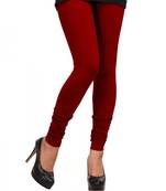 Dark Red plain 4-Way Lycra Cotton leggings
