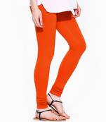 Orange plain 4-Way Lycra Cotton leggings