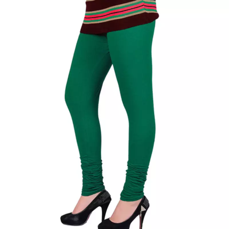 Green plain 4-Way Lycra Cotton leggings