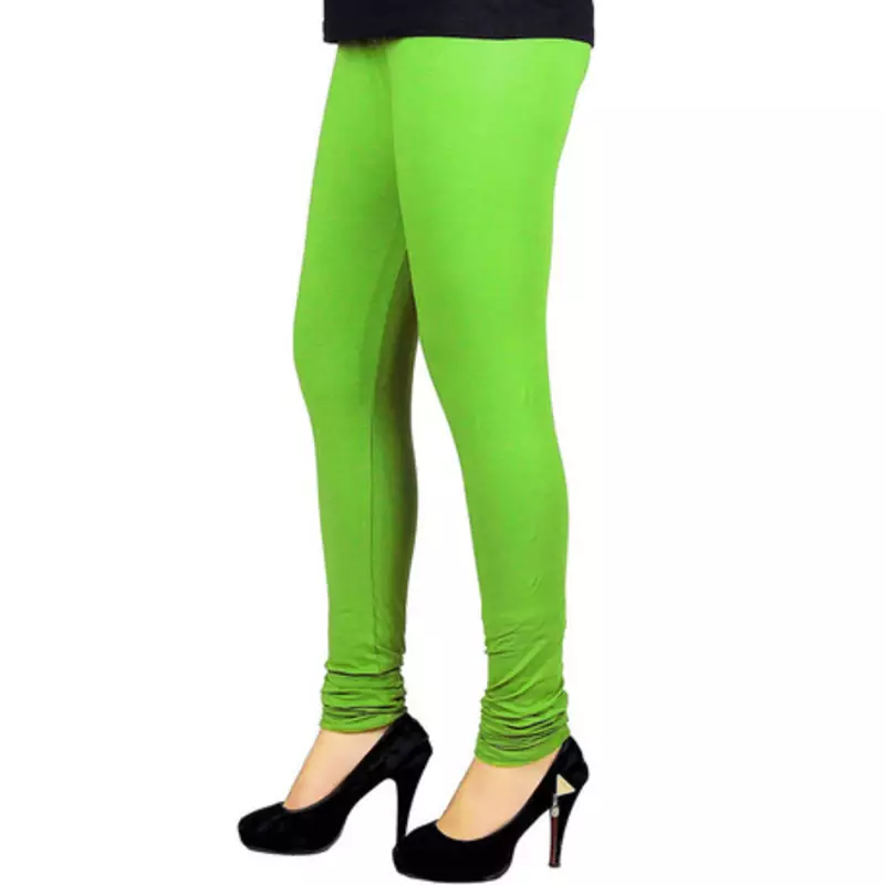 Green plain 4-Way Lycra Cotton leggings