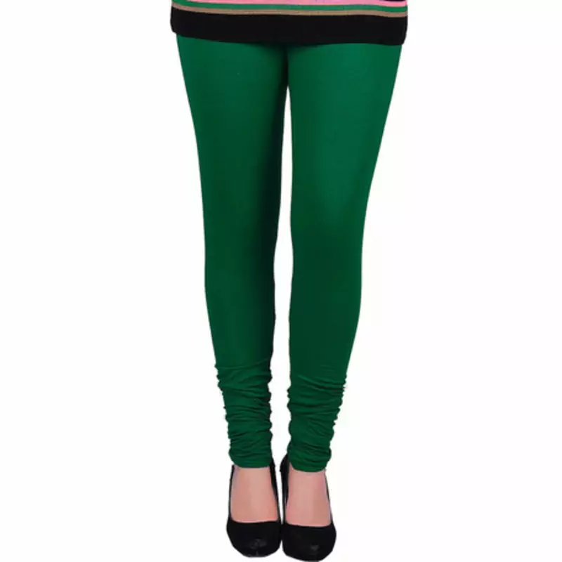 Green plain 4-Way Lycra Cotton leggings