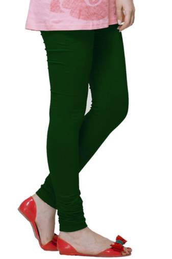Green plain 4-Way Lycra Cotton leggings