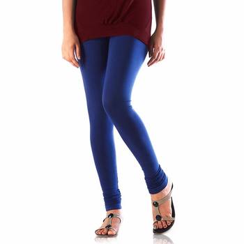 Royal Blue plain 4-Way Lycra Cotton leggings 1