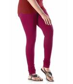 Maroon plain 4-Way Lycra Cotton leggings