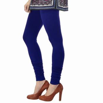 Royal Blue plain 4-Way Lycra Cotton leggings 1