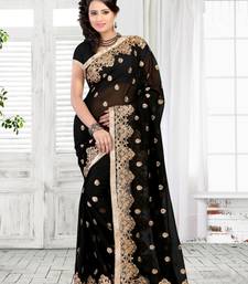 black embroidered georgette saree with blouse