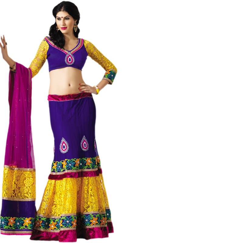 Hypnotex Net and Net braso Blue and Yellow Color Designer Dress