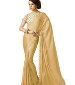 Golden plain chiffon saree with blouse