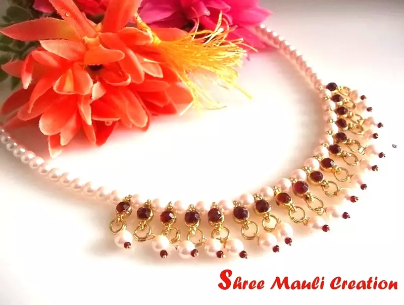 Dark Maroon pearl necklace