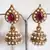 Magenta leaf pearl earrings