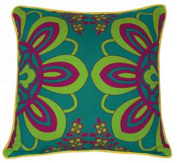 Enchanting Moon Green Violet Flower Cushion Cover 1