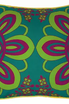 Enchanting Moon Green Violet Flower Cushion Cover