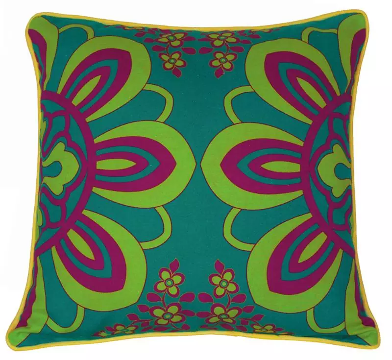 Enchanting Moon Green Violet Flower Cushion Cover