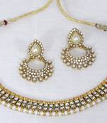 Golden pearl Stone Polki Necklace set