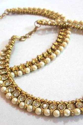 Golden pearl anklet