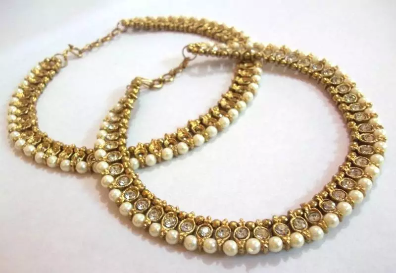 Golden pearl anklet