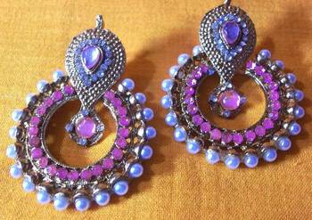 Pink pearl polki earring 2