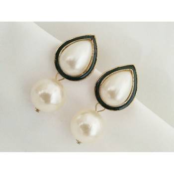Drop Designer Gold Earrings with Pearl Dangler 1