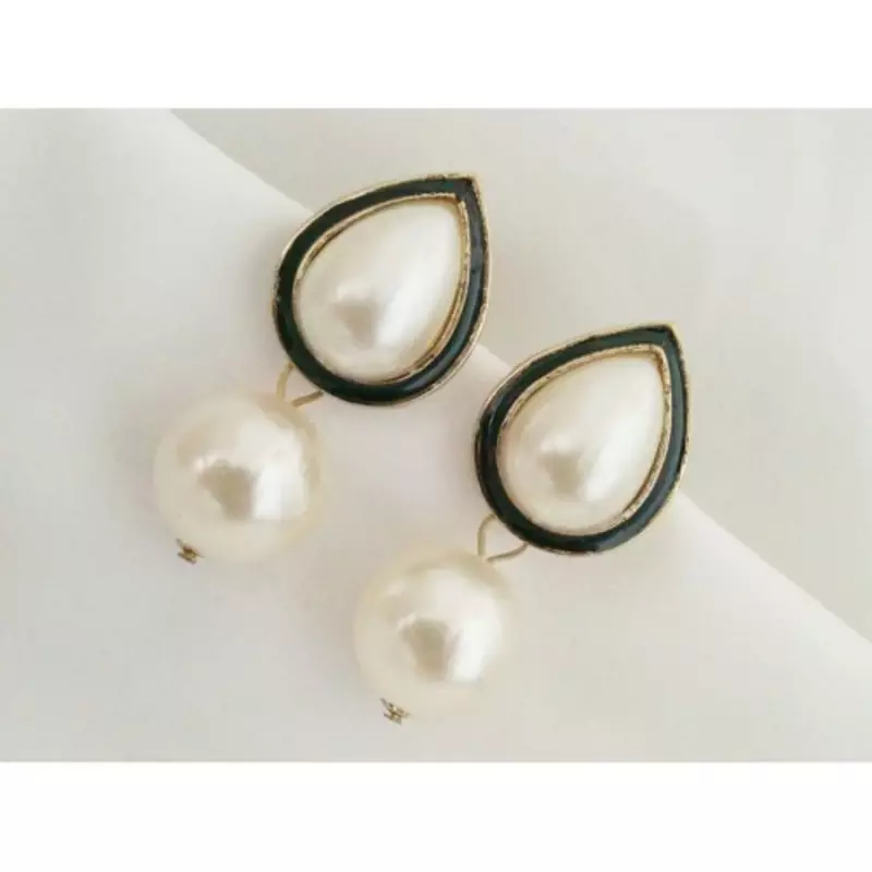 Drop Designer Gold Earrings with Pearl Dangler