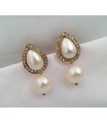Drop Designer Gold Earrings with Pearl Dangler