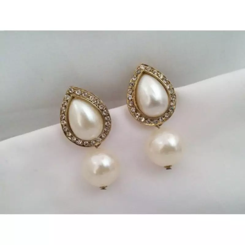 Drop Designer Gold Earrings with Pearl Dangler