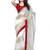 White and Red embroidered Net saree with blouse