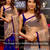 Royal Blue and Golden embroidered Net saree with blouse