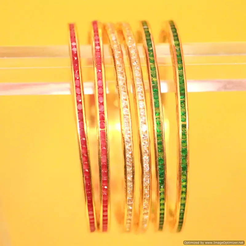 Tri-Colour Semi Precious Bangles