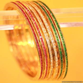 Tri-Colour Semi Precious Bangles 2