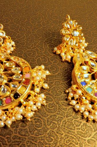 Maharani Navratna Pearl Designer Traditional Jhumki