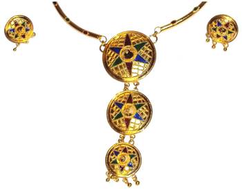 Handmade Indian Assamese Jewellery 3 Pc. Japi Set 2
