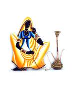 Multicolor hookah smoking lady wall-art